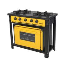 Fogão Industrial com Forno 2 Bocas Duplas Bravo BR2BF Amarelo - Venâncio