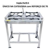 Fogão Industrial Em Inox 2 Bocas 30X30 Alta Pressão - JME METAL