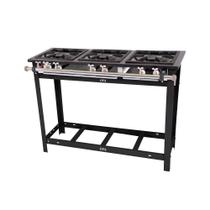 Fogão Industrial Extra Gás Baixa Pressão 3 Bocas Duplas com Pé e Espera para Forno E3D3PE - Venâncio Fogão Industrial Extra Gás Baixa Pressão 3 Bocas Duplas com Pé e Espera para Forno E3D3PE - Venâncio