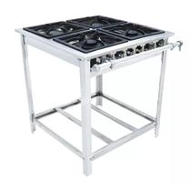 Fogão Industrial Extra Inox a Gás Baixa Pressão 4 Bocas 2 Duplas 30x30 Espera Ei4d2e - Venâncio Fogão Industrial Extra Inox a Gás Baixa Pressão 4 Bocas 2 Duplas 30x30 Espera Ei4d2e - Venâncio
