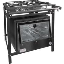 Fogão Industrial Forno 2 Bocas 30x30 Baixa Pressão Com Forno 52L Perfil 5 Aço Mr Fogões