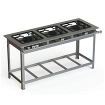 Fogão Industrial Inox 30x30 P7 3 Bocas Baixa Pressão 2 QS 1 QD JS Martins