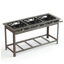 Fogão Industrial Inox 30x30 P7 3 Bocas Baixa Pressão 3 QS JS Martins