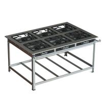 Fogão Industrial Inox 40x40 P10 6 Bocas Alta Pressão - JL Colombo