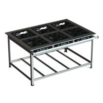 Fogão Industrial Inox 40x40 P10 6 Bocas Baixa Pressão 6 QD - JL Colombo