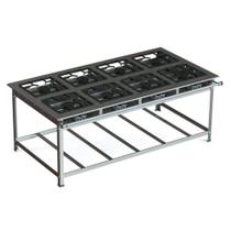 Fogão Industrial Inox 40x40 P10 8 Bocas Alta Pressão JS Martins