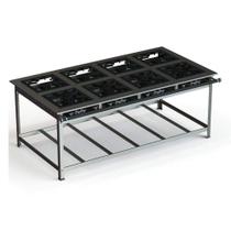 Fogão Industrial Inox 40x40 P10 8 Bocas Baixa Pressão 4 QS 4 QD JS Martins