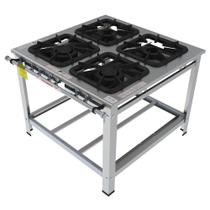 Fogão Industrial Inox Gastromaq 4 Bocas Mistas Encosto FGI404EM