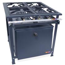 Fogão Industrial P5 4 Bocas Alta Pressão com Forno 90L Tampa Pintada - MetalFour Fogão Industrial P5 4 Bocas Alta Pressão com Forno 90L Tampa Pintada - MetalFour