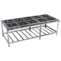 Fogão Industrial Stori Premium 10 Bocas 40x40 M17 Aço Inox 430 Metalmaq