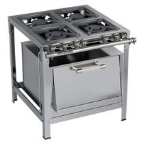 Fogão Industrial Stori Premium 4 Bocas 30x30 com Forno M18 Aço Inox 430 Metalmaq Fogão Industrial Stori Premium 4 Bocas 30x30 com Forno M18 Aço Inox 430 Metalmaq