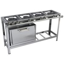 Fogão Industrial Stori Premium 4 Bocas 30x30 em Linha com Forno M12 Aço Inox 430 Metalmaq Fogão Industrial Stori Premium 4 Bocas 30x30 em Linha com Forno M12 Aço Inox 430 Metalmaq