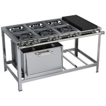 Fogão Industrial Stori Premium 6 Bocas 30x30 Forno com Chapa M23 Aço Inox 430 Metalmaq Fogão Industrial Stori Premium 6 Bocas 30x30 Forno com Chapa M23 Aço Inox 430 Metalmaq