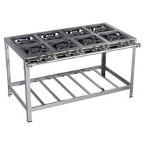 Fogão Industrial Stori Premium 8 Bocas 30x30 M16 Aço Inox 430 Metalmaq Fogão Baixa Pressão