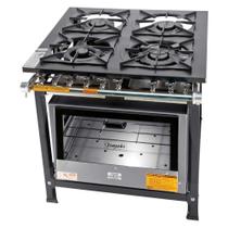 Fogão Industrial Tradicional 30x30 Baixa Pressão 4 Bocas com Forno Itajobi