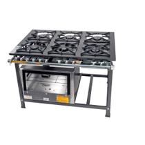 Fogão Industrial Tradicional 30x30 Baixa Pressão 6 Bocas com Forno Itajobi