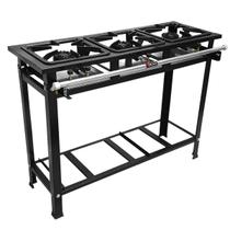 Fogão Industrial Três Bocas Alta Pressao 30x30 Cor Cinza-escuro Tipo de conexão Gás engarrafado Botijão gás cozinha tradicional