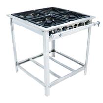 Fogão Industrial Venâncio 4 Bocas 2 Duplas a Gás Baixa Pressão Extra Inox EI4D2
