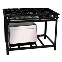 Fogão Industrial Venâncio 6 Bocas a Gás Alta Pressão com Forno Linha Vulcão VAP6F