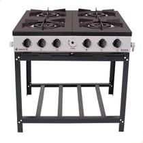 Fogão Industrial Venâncio à Gás Bravo 4 Bocas Cinza Esmaltado BR4B