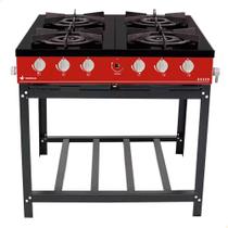 Fogão Industrial Venâncio à Gás Bravo 4 Bocas Vermelho Esmaltado BR4B 16615