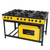 Fogão Industrial Venâncio a Gás Bravo 6 Bocas com Forno Amarelo BR6BFAM Fogão Industrial Venâncio a Gás Bravo 6 Bocas com Forno Amarelo BR6BFAM