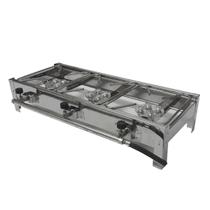 Fogão Inox 3 Boca Industrial Alta Pressão Potente Já incluso Mangueira e Registro de Gás Super Metal Rio