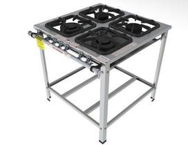 Fogão Inox Baixa Pressão 4 Bocas Mistas FGI34EM Gastromaq