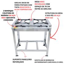 Fogao INOX Industrial 2 Bocas 5 Caulins Registro Mangueira Completo - JME METAL