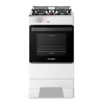 Fogao Inox Tampa de Vidro Forno 50L Limpa Fácil Automático Esmaltec IDEAL Top Branco 4 bocas Bivolt