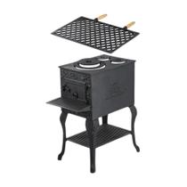 Fogão Lenha Churrasqueira Portátil Ferro Fundido 50x33x75 Cm