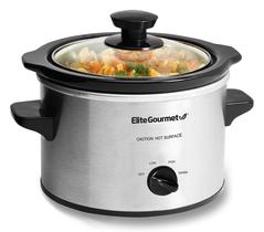 Fogão lento Elite Gourmet MST-250XS elétrico de 1,5 L inoxidável
