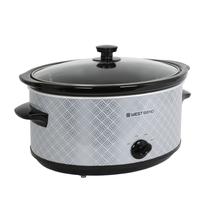 Fogão lento West Bend 6L Manual de Louça Estilo Prateado