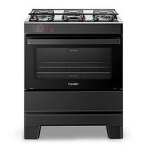 Fogão Mesa Inox Tampa de Vidro Limpa Fácil e Acendimento Automático IDEAL Top Preto 5 bocas Esmaltec