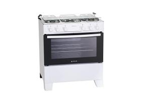 Fogão Mônaco Plus 5 Bocas Atlas - Mega Chama - Mesa Inox - Acendimento Automático - Bivolt - Branco