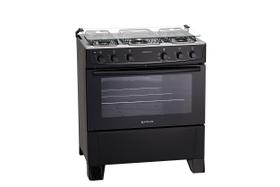 Fogão Mônaco Plus 5 Bocas Atlas - Mesa Inox - Bivolt - Acendimento Automático - Mega Chama - Preto