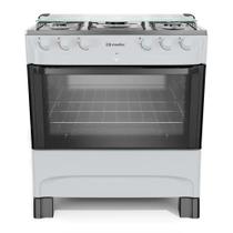 Fogão Mueller 5 bocas Branco com Mesa de Inox e Tampa Bivolt