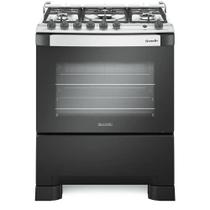 Fogão Mueller 5 Bocas Mesa Inox Escovado Decorato Gourmet Preto Fosco Bivolt