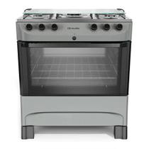 Fogão Mueller 5 bocas Titânio com Mesa de Inox e Tampa Bivolt