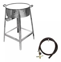 Fogão Pasteleiro Inox Gás Alta Pressão Tacho nº 18 C/ Mangueira