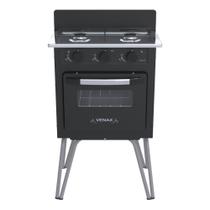 Fogão Portátil 2 Bocas Venax Gemini Vetrô Gas Glp Preto Fosco