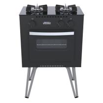 Fogão Portátil 2 Bocas Venax Mini Cook Gas Glp Preto Fosco U