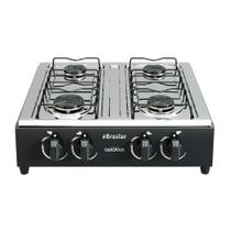 Fogão Portátil 4 Bocas A Gás Braslar Asiático com Mesa Inox Preto Fogão Portátil 4 Bocas A Gás Braslar Asiático com Mesa Inox Preto