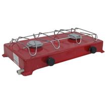 Fogão Portátil Camping Duas Bocas A Gás Vermelho - Jolly