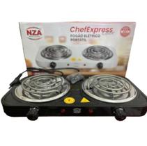 Fogão Portátil Elétrico Nza Fogareiro 2 Bocas Cor Preto 110V