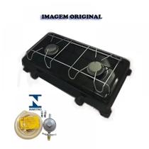 Fogão PRETO 2 bocas a gás jolly + Regulador de gás aliança + Mangueira de 1,25M + 2 Abraçadeiras