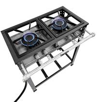 Fogão Profissional 2 Boca Qm Duplo Baixa Pressão Reforçado Grelha 30x30