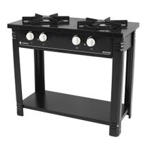 Fogão Profissional 2 Bocas Venâncio Linha Bravo Preto Com Espera para Forno
