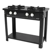 Fogão Profissional 2 Bocas Venâncio Linha Bravo Preto Com Espera para Forno