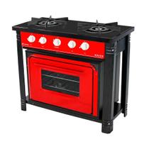 Fogão Profissional 2 Bocas Venâncio Linha Bravo Vermelho Intenso com Forno Br2bfvr